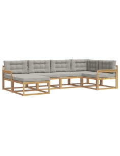 Set di divani da esterno 5 pcs Bianco e Grigio Chiaro 2