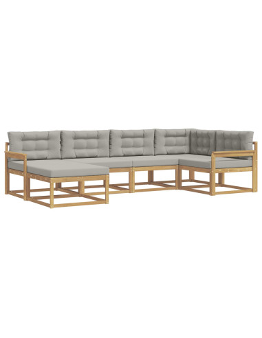 Set di divani da esterno 5 pcs Bianco e Grigio Chiaro