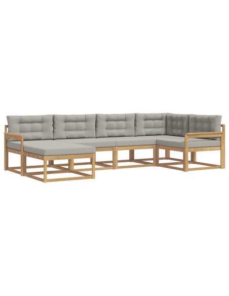 Set di divani da esterno 5 pcs Bianco e Grigio Chiaro