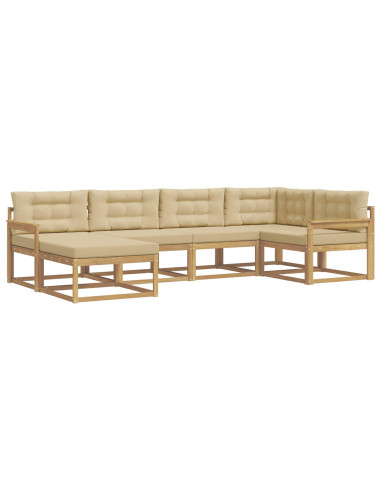 Set di divani da esterno 5 pcs Bianco e Beige Poliestere