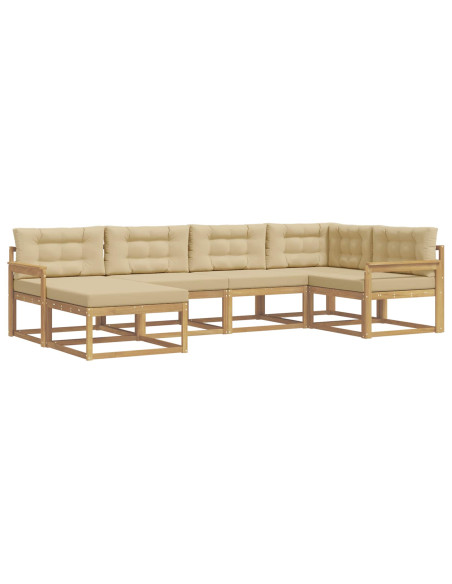 Set di divani da esterno 5 pcs Bianco e Beige Poliestere