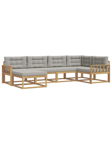 Set di divani da esterno 5 pcs Bianco e Grigio Chiaro