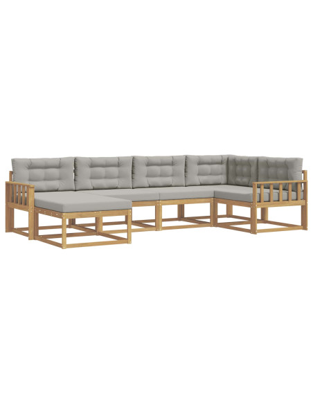 Set di divani da esterno 5 pcs Bianco e Grigio Chiaro