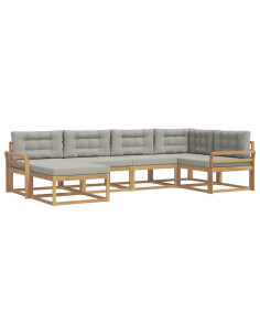 Set di divani da esterno 5 pcs Bianco e Grigio Chiaro 2