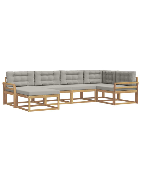 Set di divani da esterno 5 pcs Bianco e Grigio Chiaro