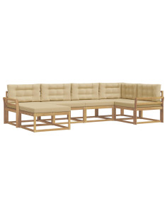 Set di divani da esterno 5 pcs Bianco e Beige Poliestere 2