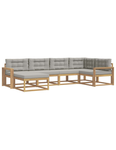 Set di divani da esterno 5 pcs Bianco e Grigio Chiaro