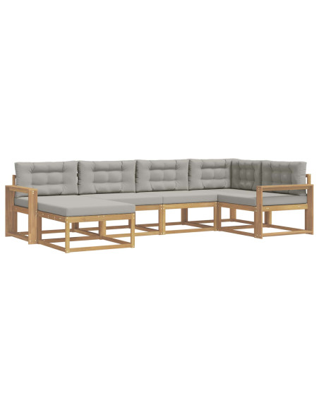Set di divani da esterno 5 pcs Bianco e Grigio Chiaro