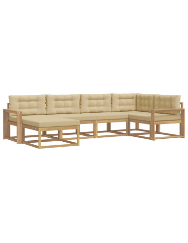 Set di divani da esterno 5 pcs Bianco e Beige Poliestere