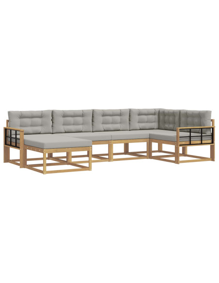 Set di divani da esterno 5 pcs Bianco e Grigio Chiaro
