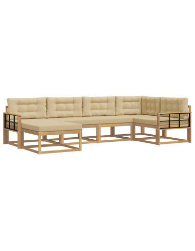 Set di divani da esterno 5 pcs Bianco e Beige Poliestere