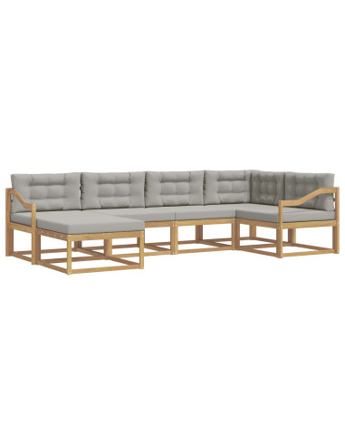 Set di divani da esterno 5 pcs Bianco e Grigio Chiaro