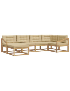 Set di divani da esterno 5 pcs Bianco e Beige Poliestere 2