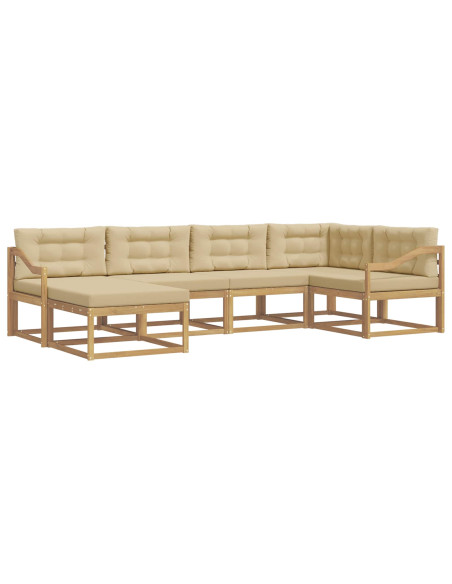 Set di divani da esterno 5 pcs Bianco e Beige Poliestere