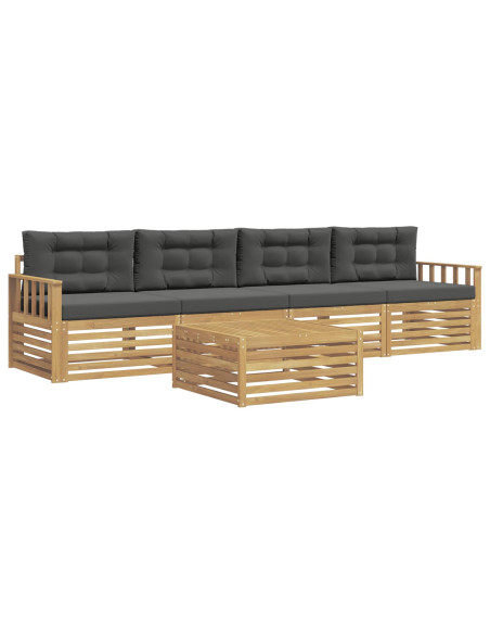 Set di divani da esterno con cuscino 5 pcs Bianco e Antracite