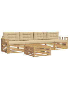 Set di divani da esterno con cuscino 5 pcs Bianco e Beige 2
