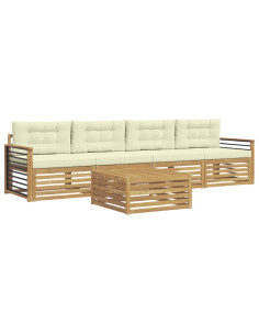 Set di divani da esterno con cuscino 5 pcs Bianco e Crema 2