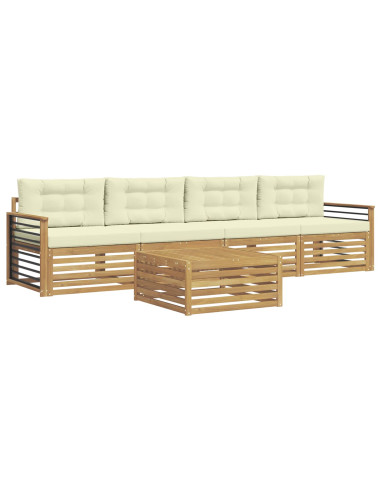 Set di divani da esterno con cuscino 5 pcs Bianco e Crema