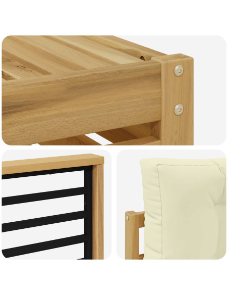 Set di divani da esterno con cuscino 5 pcs Bianco e Crema