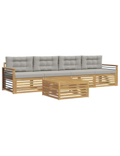 Set di divani da esterno 5 pcs Bianco e Grigio Chiaro 2