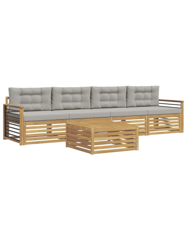 Set di divani da esterno 5 pcs Bianco e Grigio Chiaro