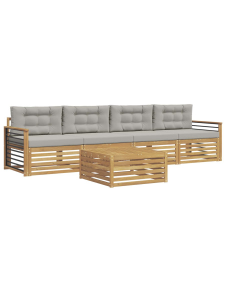 Set di divani da esterno 5 pcs Bianco e Grigio Chiaro