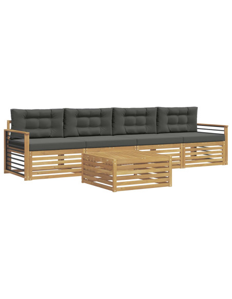 Set di divani da esterno con cuscino 5 pcs Bianco e Antracite