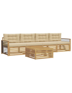 Set di divani da esterno con cuscino 5 pcs Bianco e Beige 2