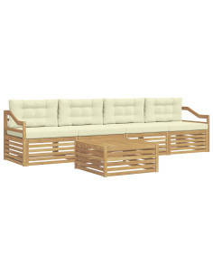 Set di divani da esterno con cuscino 5 pcs Bianco e Crema 2