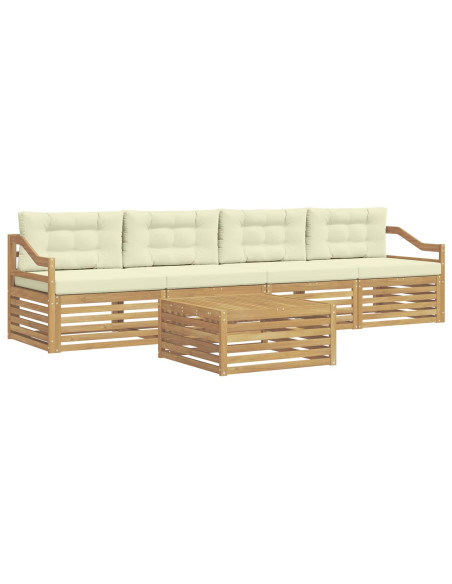 Set di divani da esterno con cuscino 5 pcs Bianco e Crema