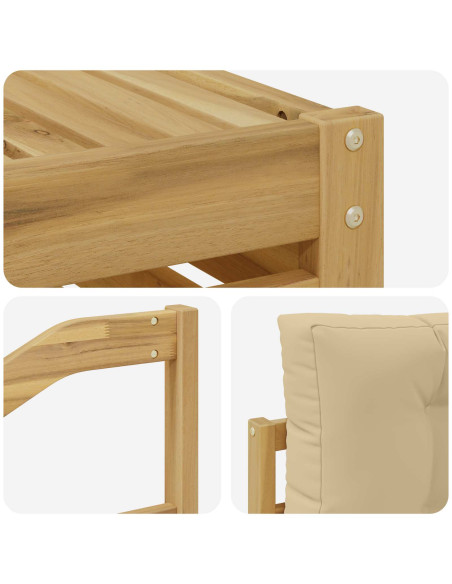 Set di divani da esterno con cuscino 5 pcs Bianco e Beige