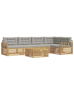 Set di divani da esterno 6 pcs Bianco e Grigio Chiaro 2