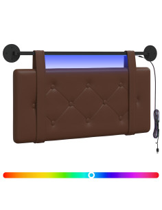 Testiera sospesa Con luce LED Marrone Similpelle 2