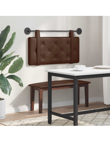 Testiera sospesa Con luce LED Marrone Similpelle