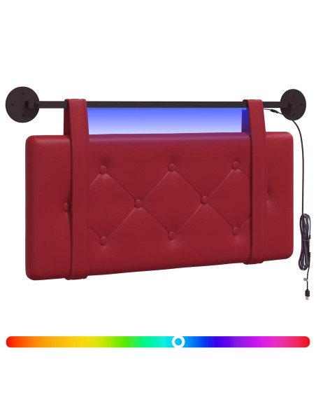 Testiera sospesa Con luce LED Rosso Vino Similpelle