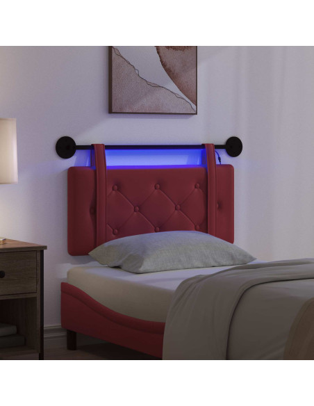 Testiera sospesa Con luce LED Rosso Vino Similpelle