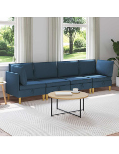 Set di mobili per il soggiorno con cuscino 4 pcs Blu Tessuto