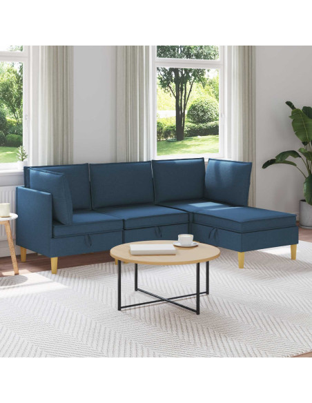 Set di mobili per il soggiorno con cuscino 4 pcs Blu Tessuto