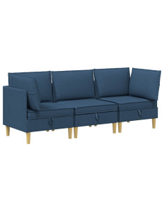 Set di mobili per il soggiorno con cuscino 3 pcs Blu Tessuto 2
