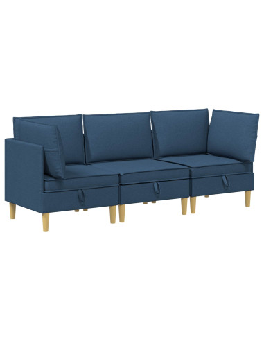 Set di mobili per il soggiorno con cuscino 3 pcs Blu Tessuto