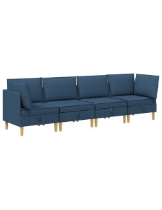 Set di mobili per il soggiorno con cuscino 4 pcs Blu Tessuto 2