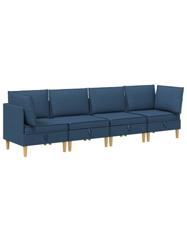 Set di mobili per il soggiorno con cuscino 4 pcs Blu Tessuto