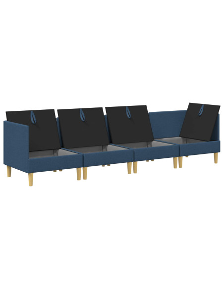 Set di mobili per il soggiorno con cuscino 4 pcs Blu Tessuto