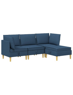 Set di mobili per il soggiorno con cuscino 4 pcs Blu Tessuto 2