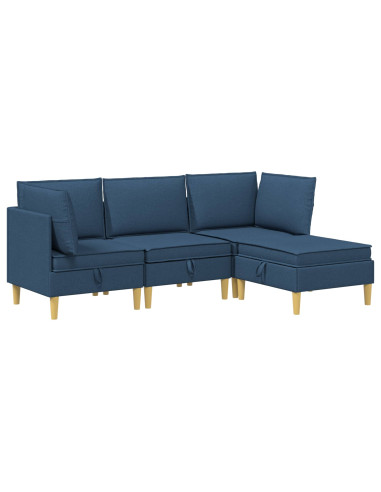 Set di mobili per il soggiorno con cuscino 4 pcs Blu Tessuto