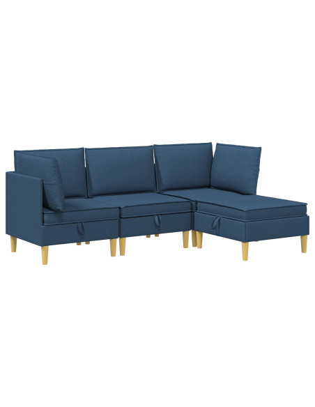 Set di mobili per il soggiorno con cuscino 4 pcs Blu Tessuto