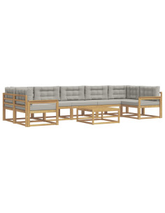 Set di divani da esterno 6 pcs Bianco e Grigio Chiaro 2