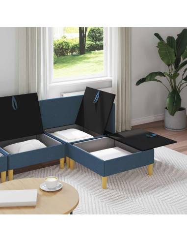 Set di mobili per il soggiorno con cuscino 4 pcs Blu Tessuto