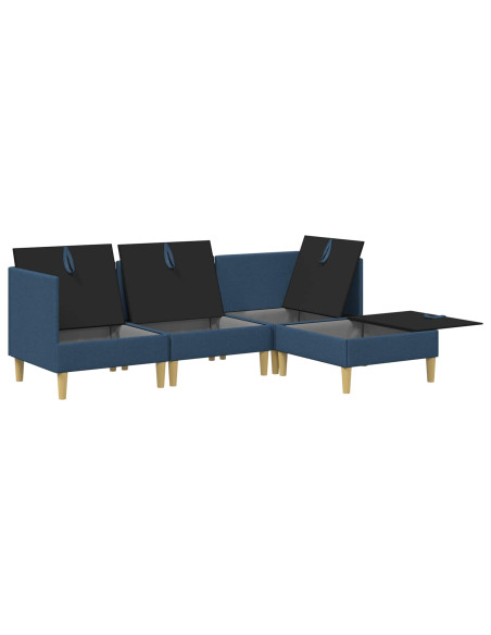 Set di mobili per il soggiorno con cuscino 4 pcs Blu Tessuto