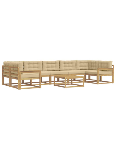 Set di divani da esterno con cuscino 6 pcs Bianco e Beige
